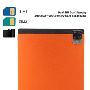 RTLR Orange Tablet, HD Tablet 5800mAh 5G WiFi 10.1 Inch 3 Card Slots for Office (US Plug)