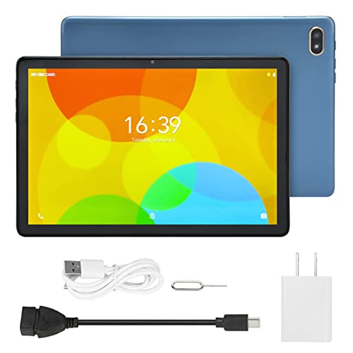 10.1 Inch HD Tablet, 4G LTE Tablet 2.4G 5G WiFi Dual Camera US Plug 100‑240V Octa Core for Home (Blue)
