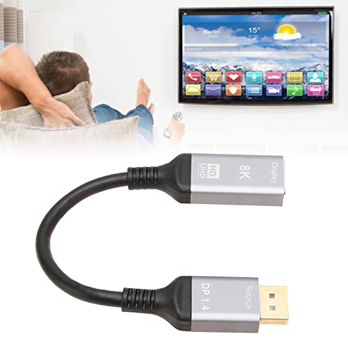 Video Adapter Cord, DisplayPort To HD Multimedia Interface Cable Distortion Free Small 48Gbps Support HDR 3D 8K Male To Female for PC for TV