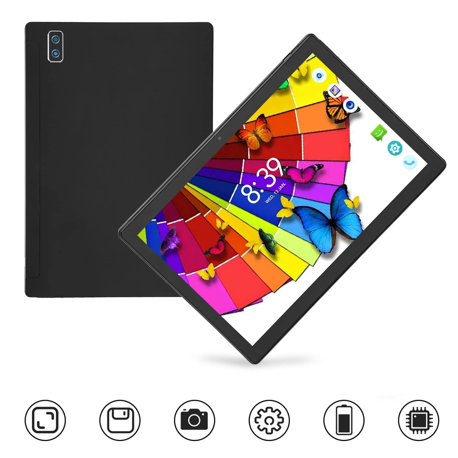 VINGVO 10 Inch Tablet, IPS Tablet PC 8800mAh 4G LTE Dual Camera for School (Black)