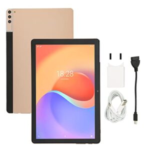 Qinlorgo 10 Inch Tablet, Gold 1920x1080 IPS Calling Tablet 12GB RAM 128GB ROM 100-240V for Reading for Android 11.0 (US Plug)