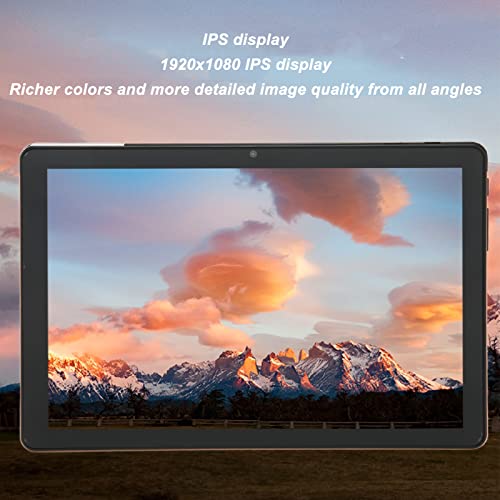 Qinlorgo 10 Inch Tablet, Gold 1920x1080 IPS Calling Tablet 12GB RAM 128GB ROM 100-240V for Reading for Android 11.0 (US Plug)