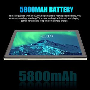 RTLR Tablet, 10.1 Inch 100‑240V 5800mAh 8GB RAM 128GB ROM Green 5G WiFi Tablet Support OTG for Adults (US Plug)