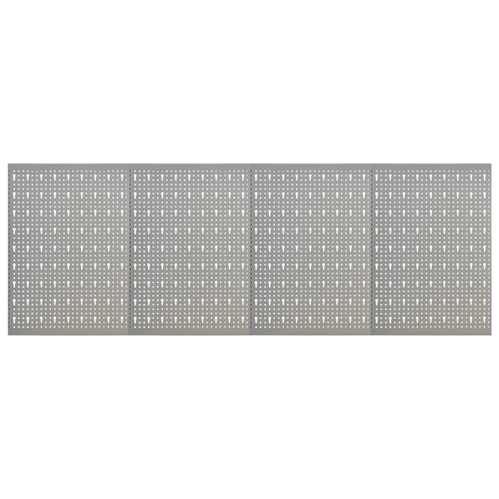 Tidyard 4 Piece Wall-Mounted Peg Boards, Steel Wall Panels with Holes, Metal Tool Pegboards Storage Organizer Gray for Garage, Workbench, Workshop 63 x 22.8 x 0.4 Inches (L x W x T)