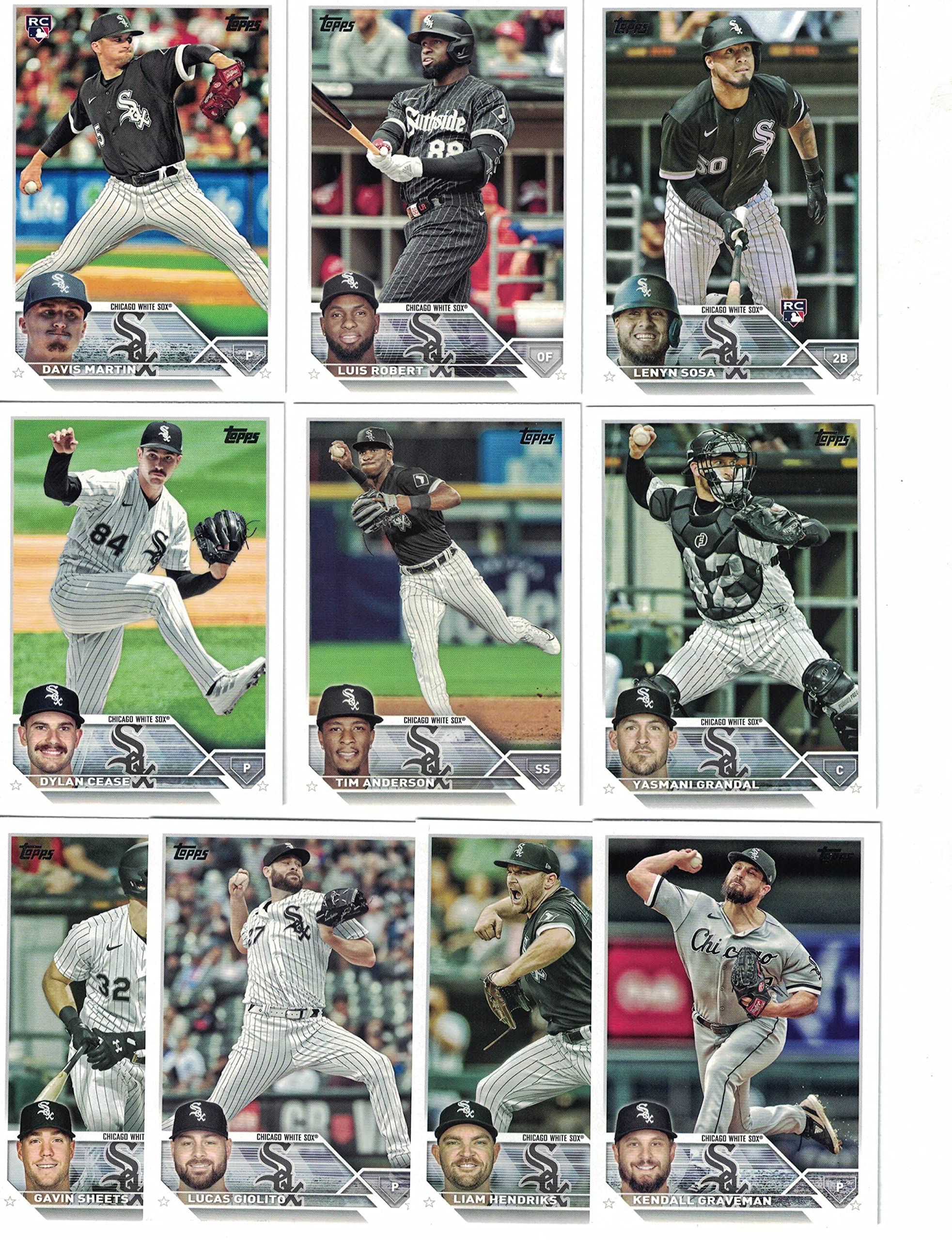 Chicago White Sox / 2023 Topps (Series 1 and 2) Team Set with (21) Cards! PLUS The 2022 Topps Baseball Team Set (Series 1 and 2) with (25) Cards. ***INCLUDES (3) Additional Bonus Cards of Former White Sox Greats Frank Thomas, Ozzie Guillen and Jermaine Dy