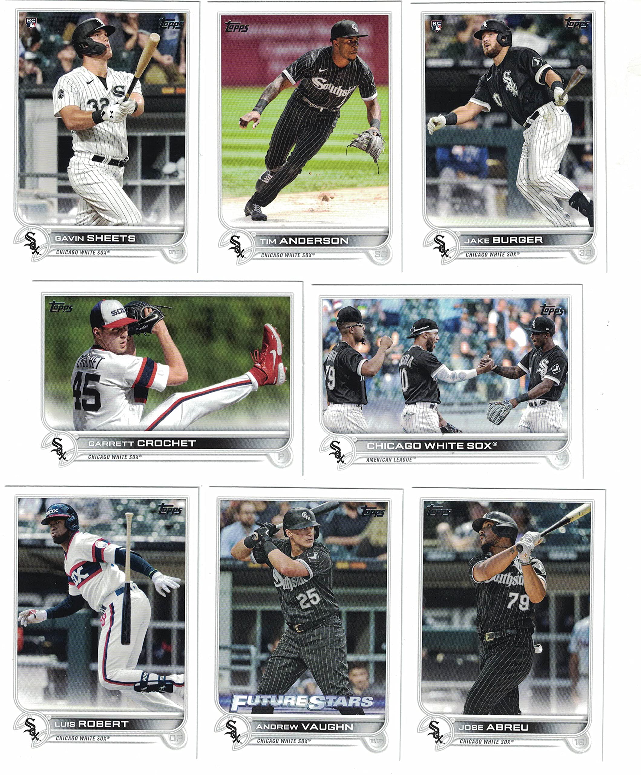 Chicago White Sox / 2023 Topps (Series 1 and 2) Team Set with (21) Cards! PLUS The 2022 Topps Baseball Team Set (Series 1 and 2) with (25) Cards. ***INCLUDES (3) Additional Bonus Cards of Former White Sox Greats Frank Thomas, Ozzie Guillen and Jermaine Dy