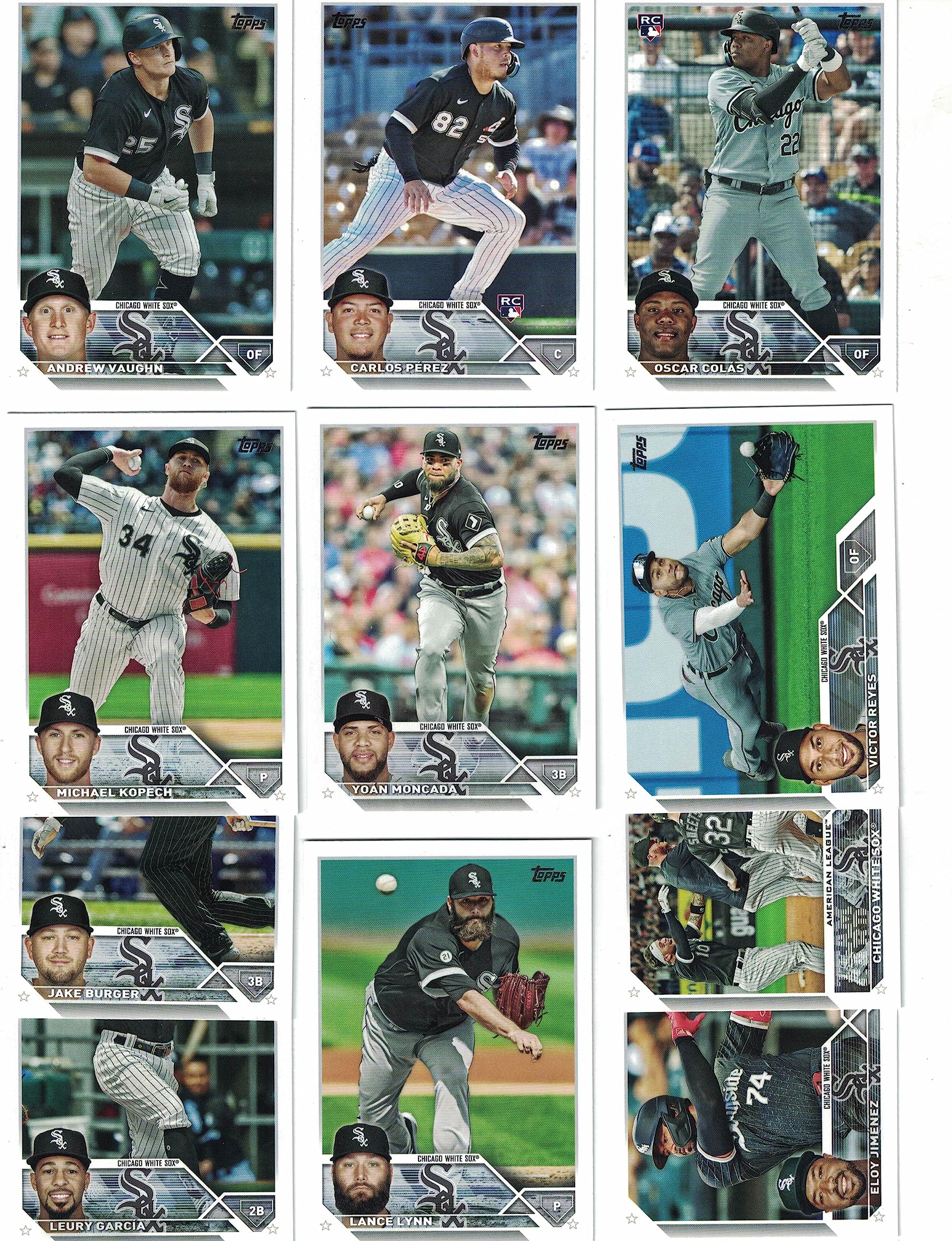 Chicago White Sox / 2023 Topps (Series 1 and 2) Team Set with (21) Cards! PLUS The 2022 Topps Baseball Team Set (Series 1 and 2) with (25) Cards. ***INCLUDES (3) Additional Bonus Cards of Former White Sox Greats Frank Thomas, Ozzie Guillen and Jermaine Dy