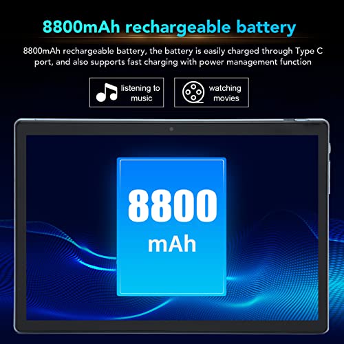 Shanrya Tablet PC, 8GB RAM 128GB ROM 10 Inch IPS 4G LTE Tablet for School (Blue)