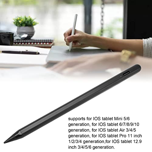 Tablet Stylus, Touch Screen Pen High Accuracy Tilt Angle Sensor Power Saving with LED Indicator for Mini 5 6 Generation for Student (Black)