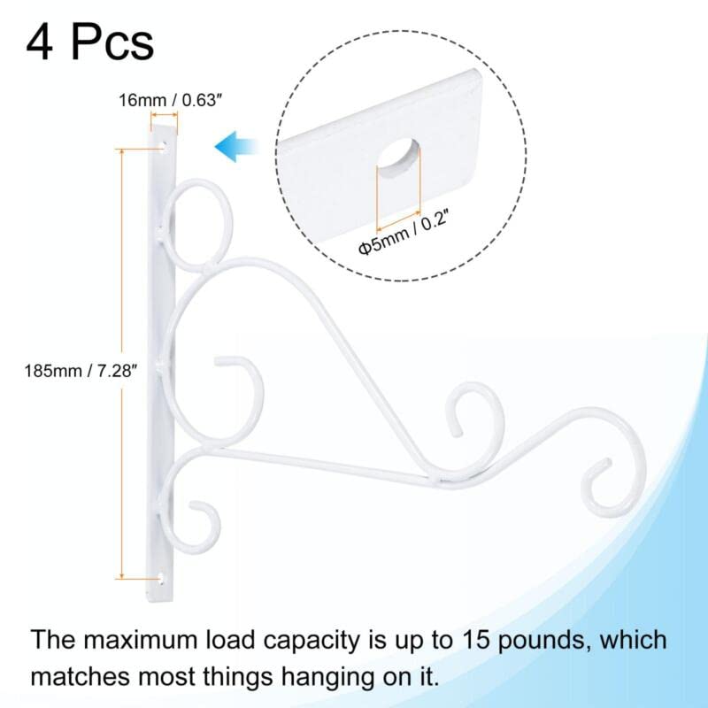 Tool parts 4pcs Iron Wall Hooks Bracket 250mmx205mmx16mm for Hanging Lanterns White