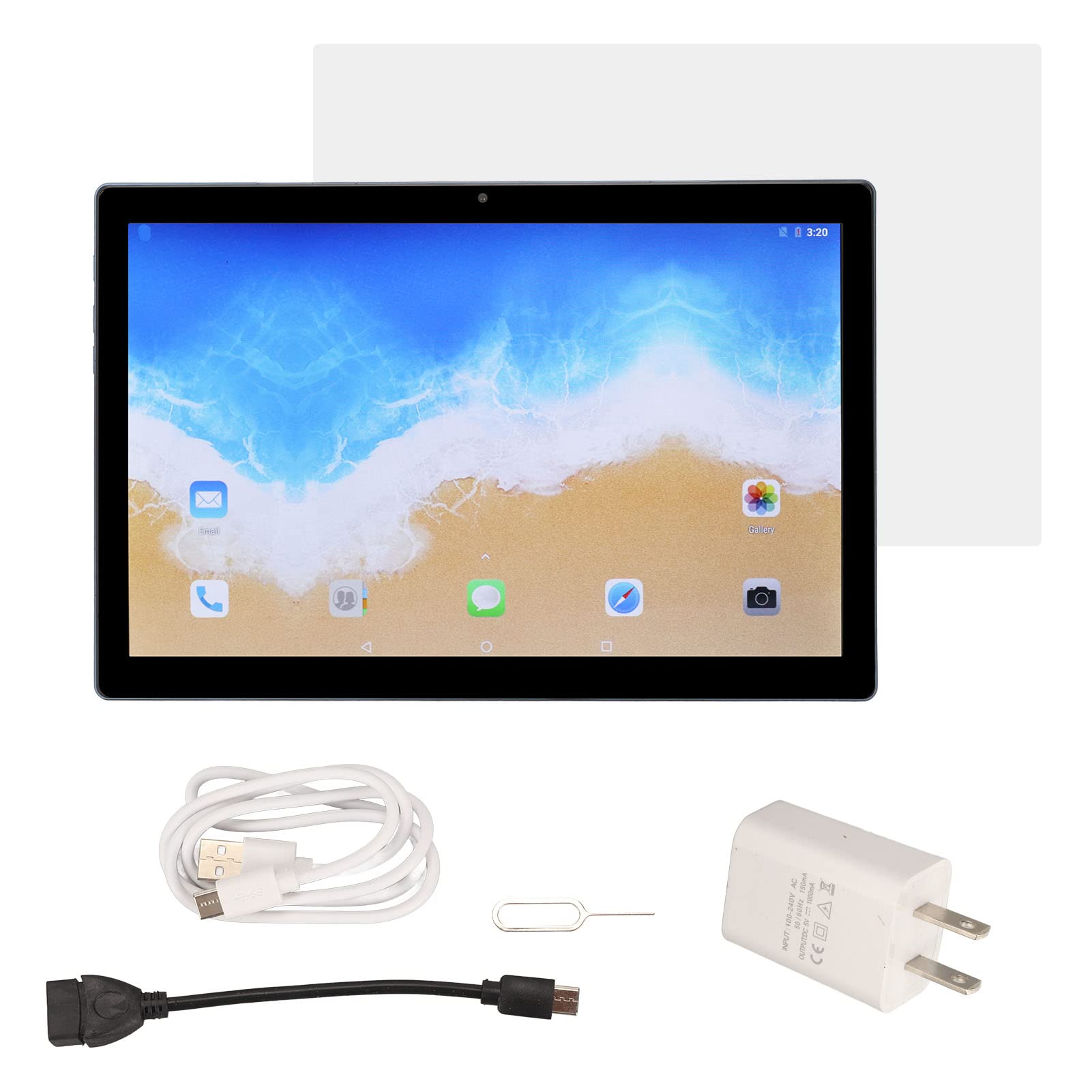 VINGVO Reading Tablet, Blue 10.1 Inch Tablet Dual Camera 8GB RAM 128GB ROM for Home (US Plug)
