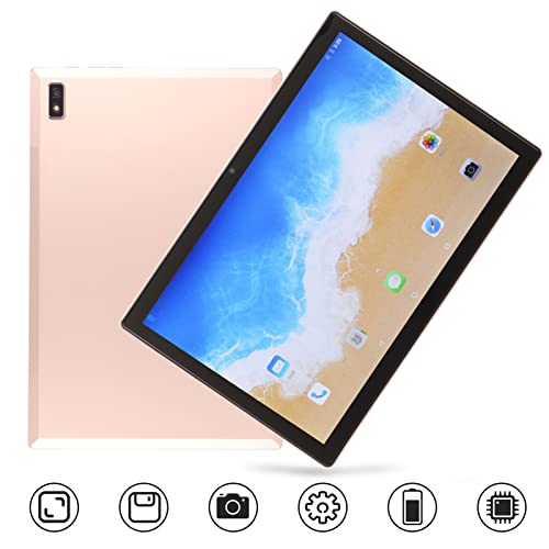 CHICIRIS 10.1 Inch Tablet, Gold 8GB RAM 128GB ROM WiFi Tablet Octacore Processor Dual SIM Dual Standby (US Plug)