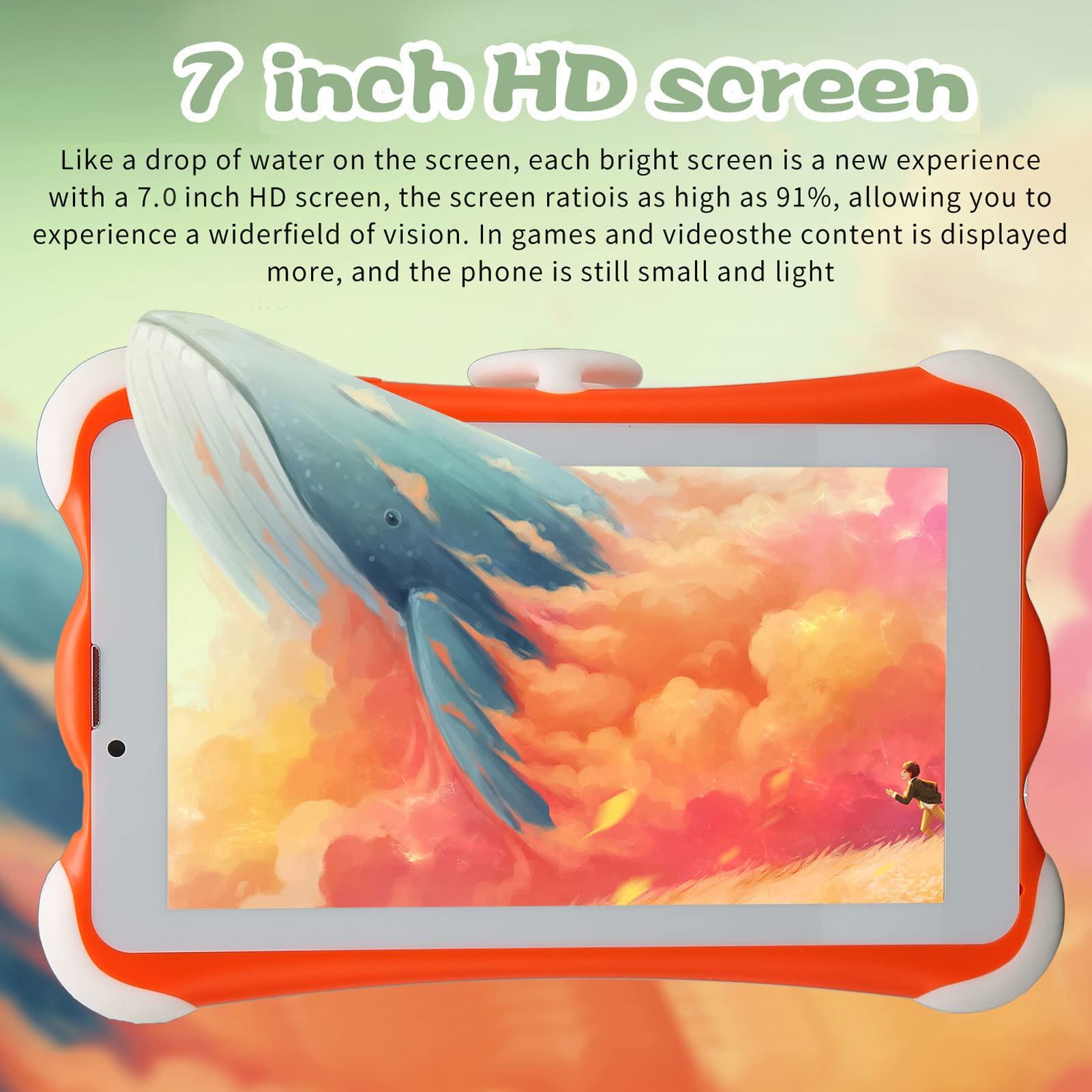 TOPINCN WiFi Kids Tablet, 100‑240V Eye Protection 6000mah Rechargeable Battery 128GB Expandable Storage Kids Tablet RAM 3GB ROM 32GB 7 Inch 1280x800 for Watching TV (US Plug)