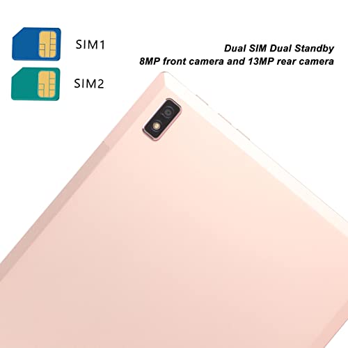 RTLR 10.1 Inch Tablet, 8GB RAM 128GB ROM Gold Octa Core Processor Tablet Dual SIM Dual Standby for Work (US Plug)