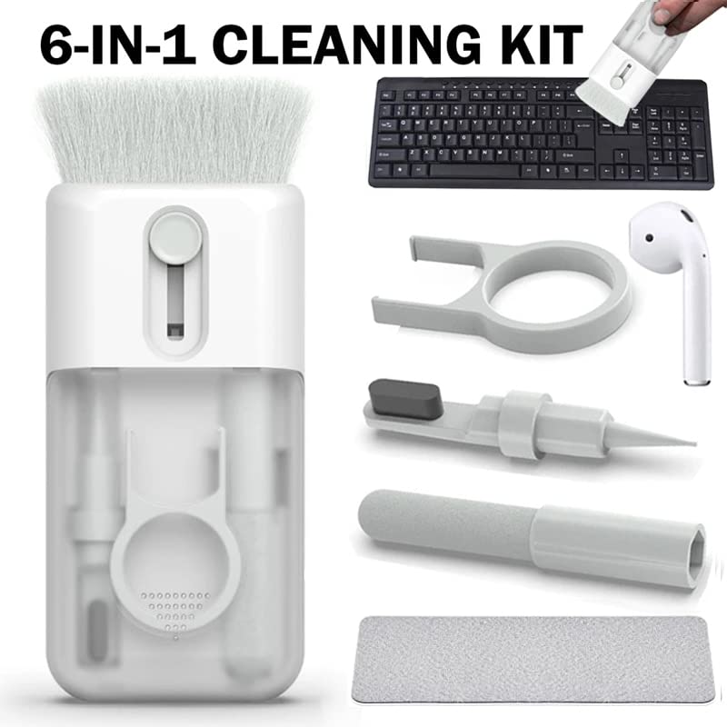 6 in 1 Multifunctional Computer Keyboard Cleaning Brush Earbuds Cleaning Pen Screen Cleaning Tools Kit (Color : (C) White-Bendable)