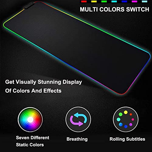 Mouse Pads Blue Pink Anime Cute Girls Large RGB LED Mousepad Anime for Gamer Yellow Background Gaming Mouse Pad Computer Accessories Big Keyboard Laptop Desk Mat,Color,XX-Large(400X900MM)