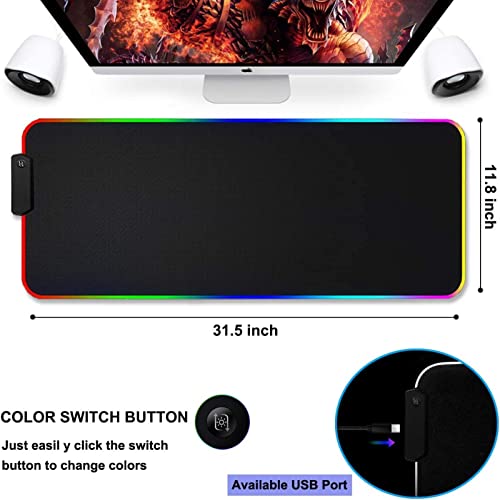 Mouse Pads Blue Pink Anime Cute Girls Large RGB LED Mousepad Anime for Gamer Yellow Background Gaming Mouse Pad Computer Accessories Big Keyboard Laptop Desk Mat,Color,XX-Large(400X900MM)