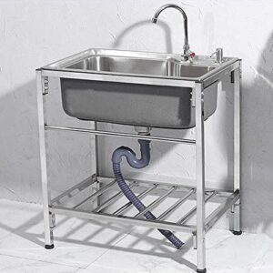 commercial utility sink 304 stainless steel free standing camping sink with faucet storage shelve,outdoor kitchen washing station for garage farmhouse
