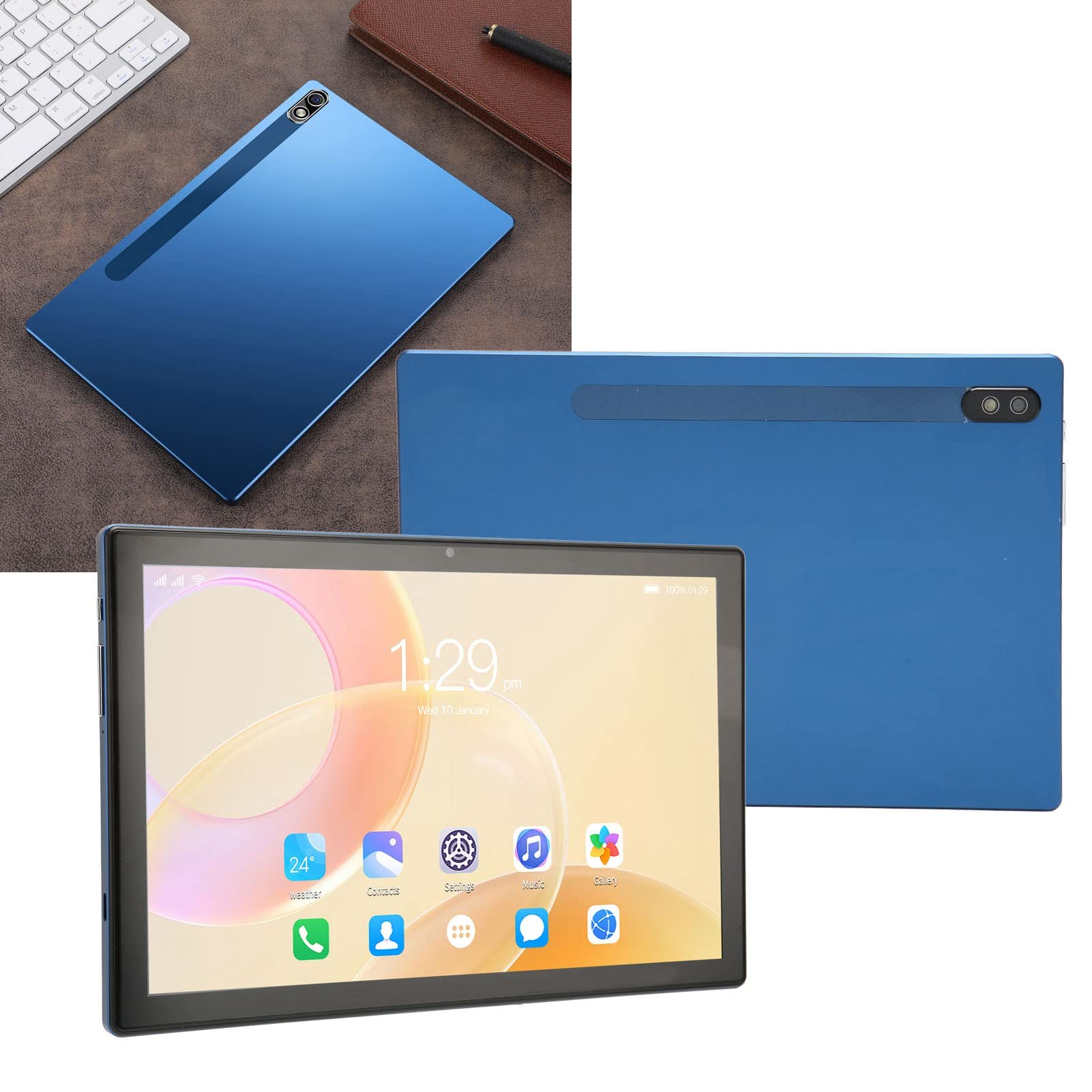 TOPINCN Tablet PC, 10 Inch Tablet 4G Network Blue for Business (US Plug)