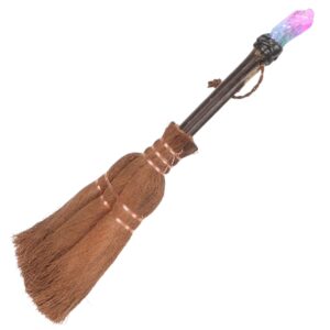 Alipis 4pcs Children's Mini Broom Witches Altar Crystal Broom Halloween Brooms Decor Mini Wizard Broom Altar Ornament Halloween Decorations Indoor Short Broom Wooden The Witch Miniature