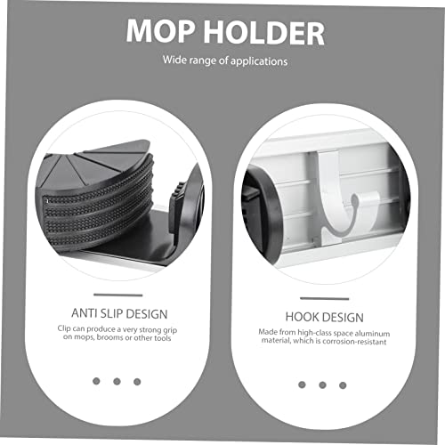 Alipis 2pcs Mop Holder Broom Hanger Mops Wall Utility Rack Shelf Tool Hanger Storage Rack Cleaning Tools Wall Holder Round Soap Tin Space Aluminum Cleaning Supplies Wall-mounted