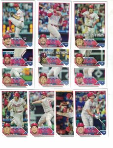 philadelphia phillies / 2023 topps phillies baseball team set (series 1 and 2) with (25) cards! ***includes (3) additional bonus cards of former phillies greats: mike schmidt/ryan howard/darren daulton!***