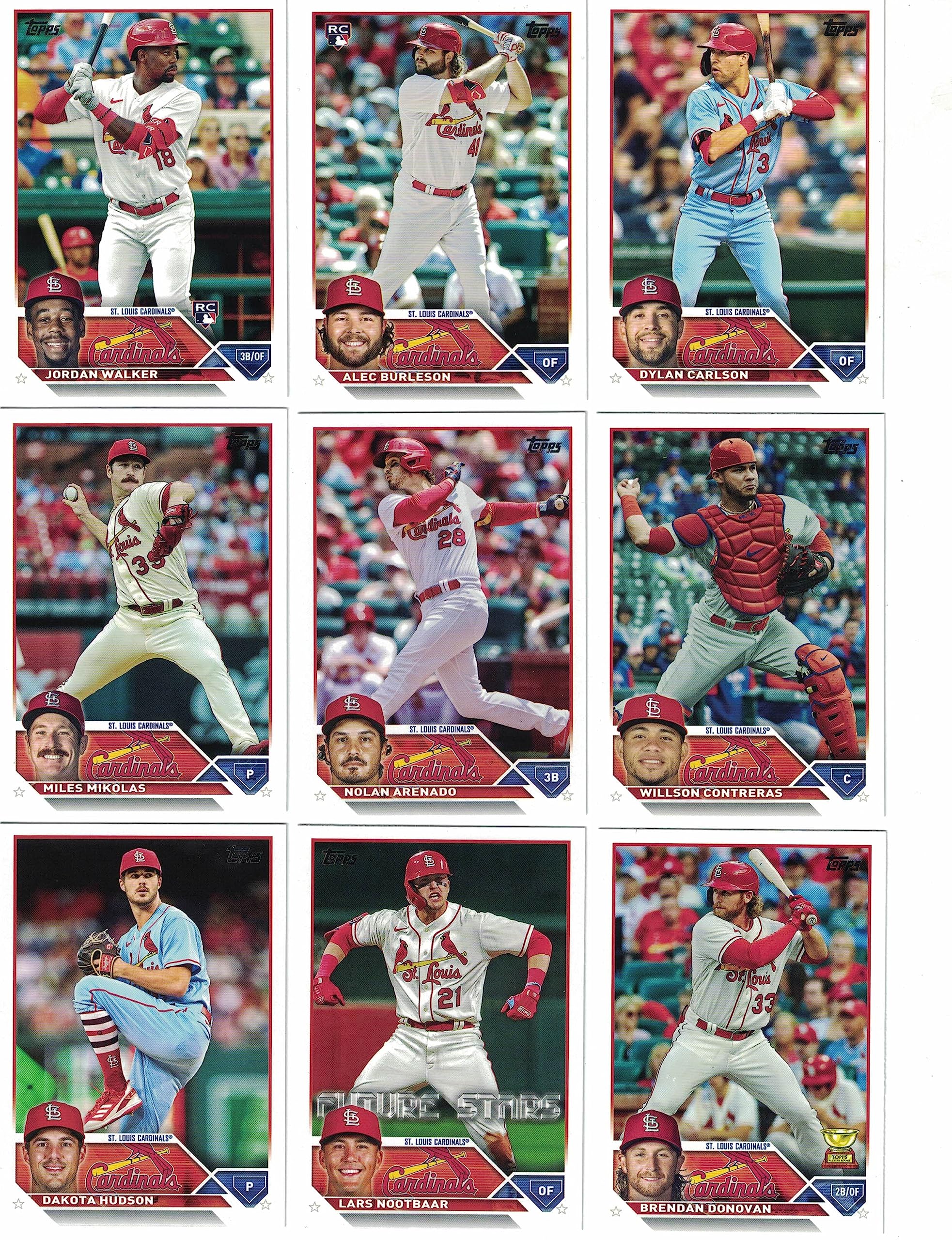 St. Louis Cardinals / 2023 Topps Baseball Team Set (Series 1 and 2) with (24) Cards ***PLUS Bonus Cards of former Cardinals Greats: Ozzie Smith, Stan Musial and Willie McGee!***