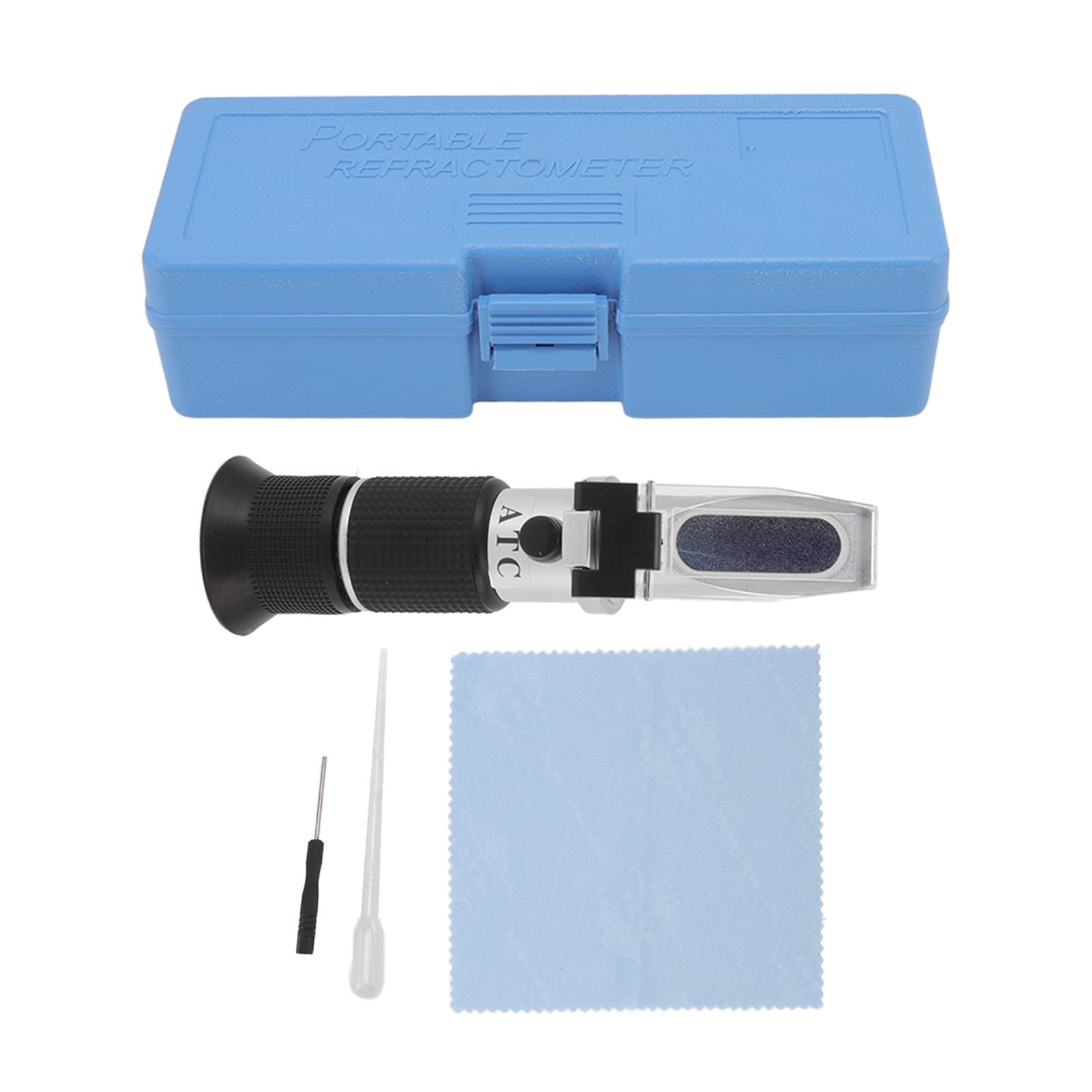 Brix Refractometer with ATC, 0‑32 Brix 0‑140 Fruit Wine 0‑27 Baume Scale Display Beerbrewing Refractometer Hydrometer, Beer Wort Refractometer, Hydrometer in Wine Making, Homebrew