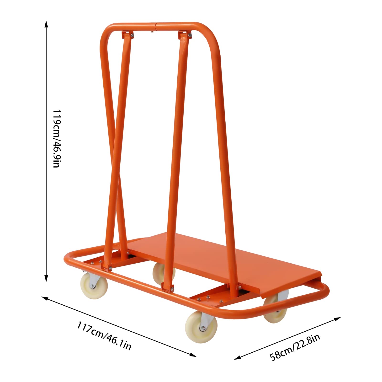 Drywall Cart Dolly, 3000LBS Commercial Grade Handling Sheetrock Panel Tool Truck Casters Panel Trolley Truck 4 Swivel Wheels