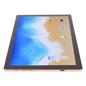 10.1 inch hd tablet, gold tablet dual sim dual standby octa core processor for android 12 for entertainment (us plug)