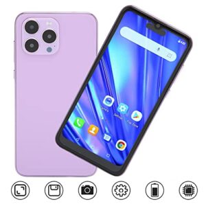 Shanrya 4GB 32GB Phone, IP14 Pro 6.1 Inch Cell Phone Ultra Thin Purple 3 Card Slot Face Recognition for Daily Life (US Plug)