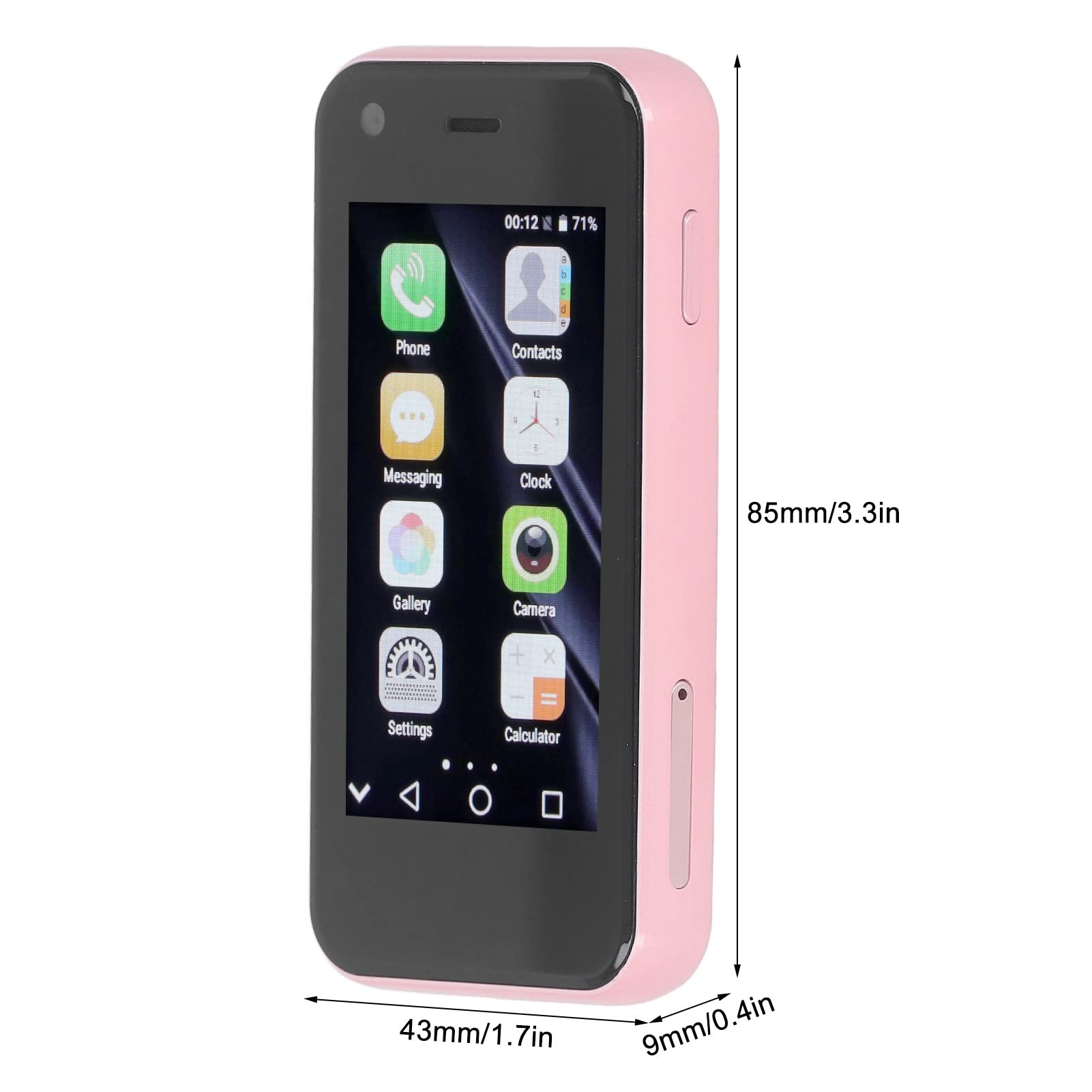 Small Cell Phone, 4 Core Dual Cards Dual Standby 2MP Front and 5MP Rear Camera 2.5 Inch Screen Space Saving Mini Smartphone for Communication (Sakura Pink)