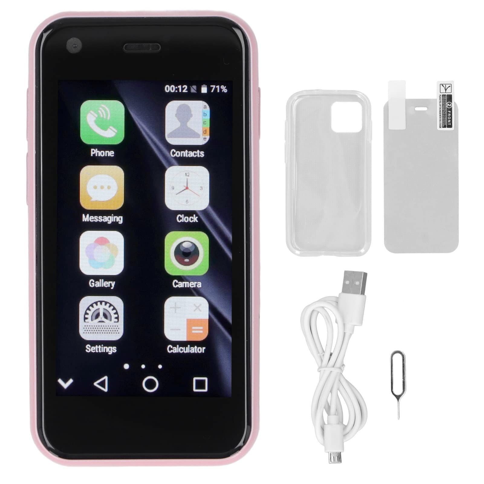 Small Cell Phone, 4 Core Dual Cards Dual Standby 2MP Front and 5MP Rear Camera 2.5 Inch Screen Space Saving Mini Smartphone for Communication (Sakura Pink)