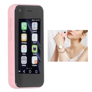 Small Cell Phone, 4 Core Dual Cards Dual Standby 2MP Front and 5MP Rear Camera 2.5 Inch Screen Space Saving Mini Smartphone for Communication (Sakura Pink)