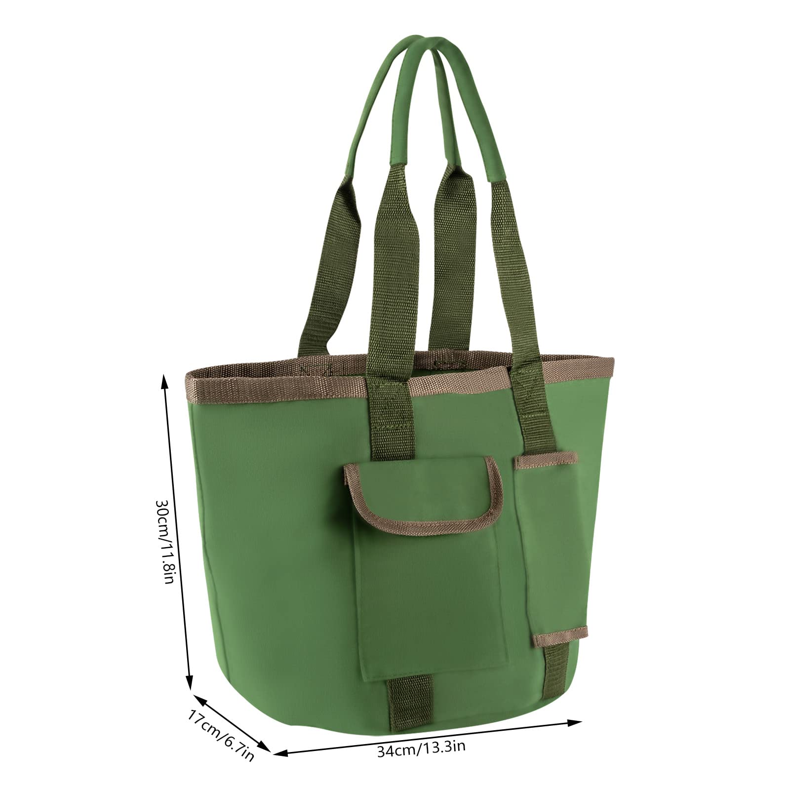 Green Bucket Garden Tools Bag 5 Gallon Bucket with Pockets in Water Proof Canvas, Storage Organizer for Men Or Women