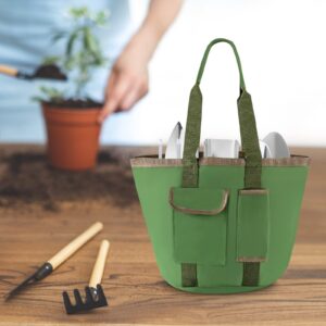 Green Bucket Garden Tools Bag 5 Gallon Bucket with Pockets in Water Proof Canvas, Storage Organizer for Men Or Women