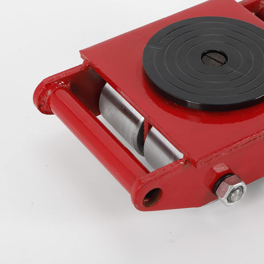 Machine Skates, 6T Machinery Skate Dolly 13200lbs Machinery Moving Skate, Machinery Mover Skate w/ 360° Rotation Cap and 4 Rollers, Heavy Duty Industrial Moving Equipment (Red)