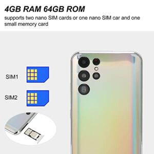 4GB RAM 64GB ROM Glass Screen Mobile Phone 6.52 Inch 3500mAh Smartphone for Home (Silver)