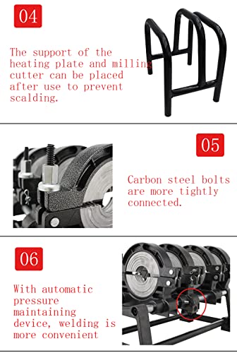 INTSUPERMAI Pipe Fusion Welder 4 Clamps Electric Tube Butt Fusion Machine Pipe Welding Machine PP PE PB PVDF Butt Fusion Welding Machine 110V 2.48"-6.30" (63-160mm) with Digital Heating Plate