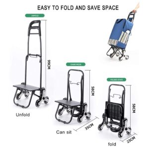 ATAAY Household Portable Shopping cart Foldable Hand Trolley Trolley Trolley 35L Large Capacity with Stairs and Waterproof Function (Blue 99 * 35 * 30.5cm) (Blue 99 * 35 * 30.5cm)