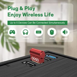 USB Bluetooth Adapter for PC - QGOO Bluetooth Dongle 5.3 EDR, Wireless Bluetooth Receiver for Desktop Computer Laptop Bluetooth Windows 8.1/10/11（red-013）