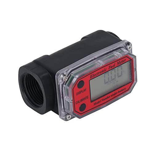 Turbine Flow Meter Modular Design High Precision Digital Display Lithium Battery Fuel Gauge for Gas Station Equipment (Red)