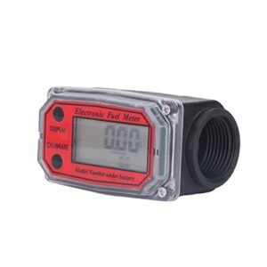 Turbine Flow Meter Modular Design High Precision Digital Display Lithium Battery Fuel Gauge for Gas Station Equipment (Red)