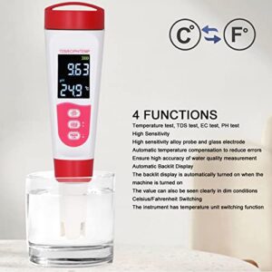 Digital Water Tester 4 in 1 Multifunctional Water Test Pen for Temperature TDS EC Acid Base Testing