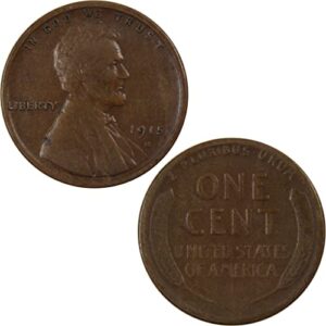 1915 s lincoln wheat cent f fine penny 1c coin sku:i4224