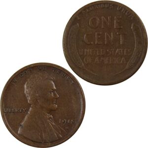 1915 S Lincoln Wheat Cent F Fine Penny 1c Coin SKU:I4224