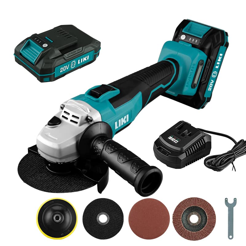 20V Cordless Angle Grinder, 4-1/2''Cordless Grinders， Metal Cut Off/Polish Tool，With 2.0Ah Battery& Charger， For Cutting And Grinding