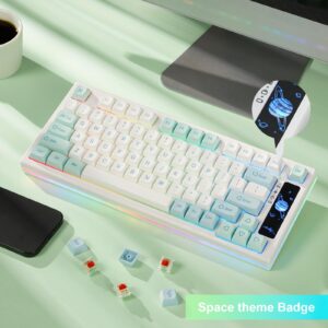 YUNZII YZ75 75% Hot Swappable Wireless Gaming Mechanical Keyboard, RGB Backlights, BT5.0/2.4G/USB-C, Dye Sub PBT Keycaps for Linux/Win/Mac(Gateron G Pro Yellow, Mint)