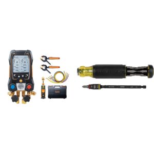 testo hvac measurement kit with digital manifold, pipe thermometers, micron gauge and nut driver
