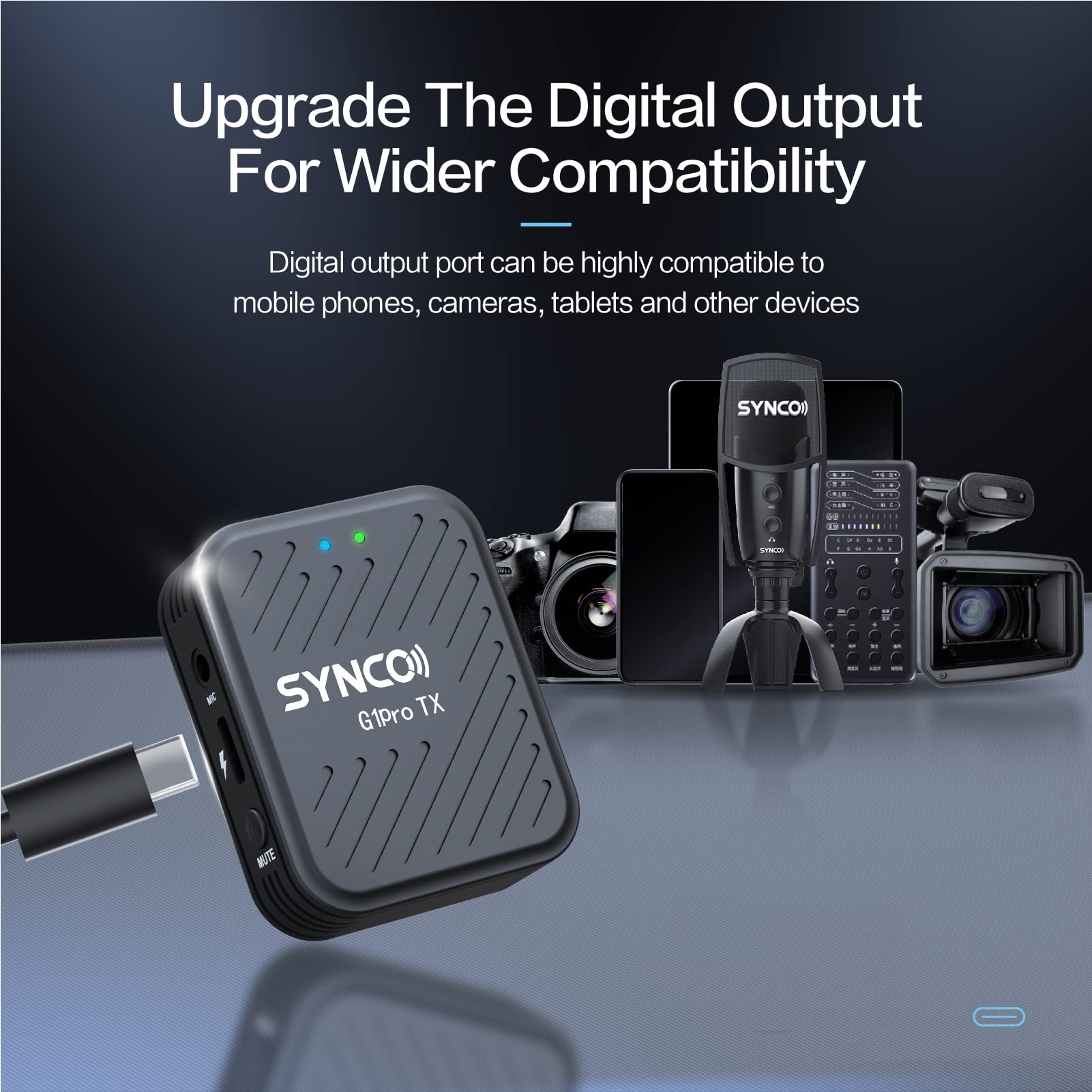 Synco G1 A2 PRO Camera Microphone Wireless Lavalier Mic with Charging Case for Phone Smartphone Type-c Professional Studio YouTube Charging (Synco G1 A2 Pro)